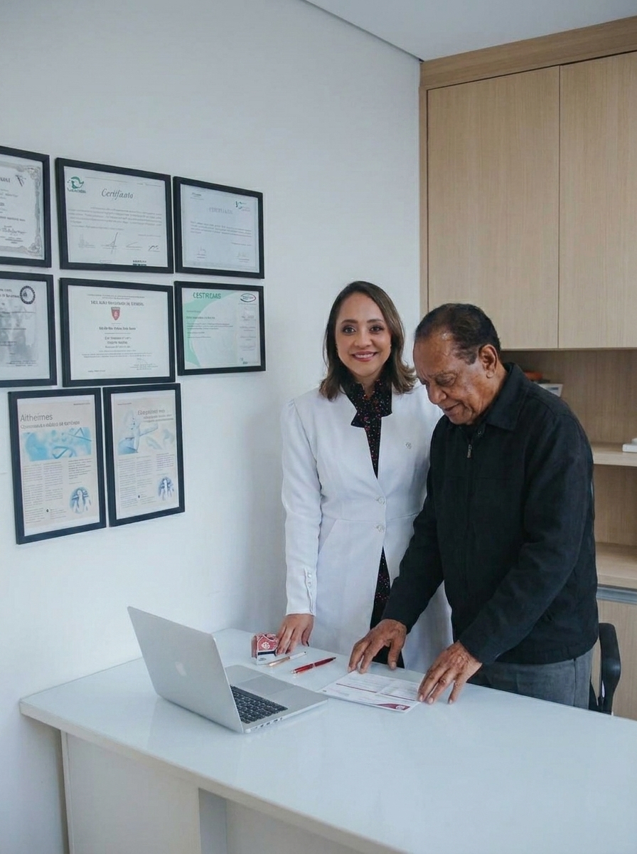 Dra. Sheila Martani durante atendimento médico